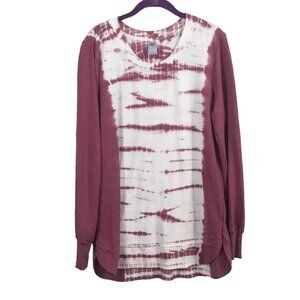 EUC Te Verde Plum/White Tie Dye Long Sleeve Soft Lining Stretch Top